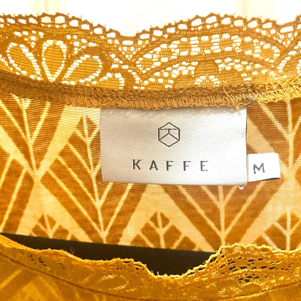 Anthropologie Kaffe Semi Sheer Long Sleeve Textured Lace Trim Top Med - Picture 9 of 9